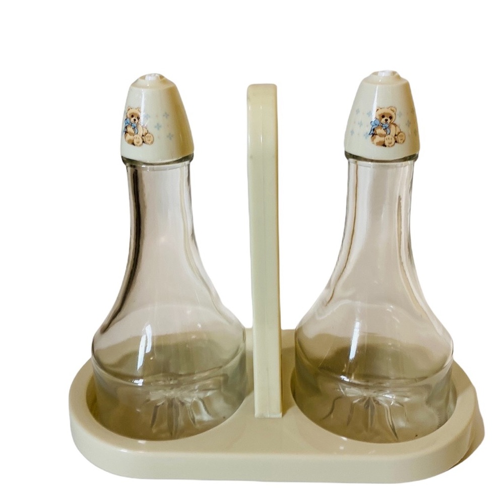 Vintage Gemco Clear Oil and Vinegar Dispenser  W/Caddy USA Made Tableware